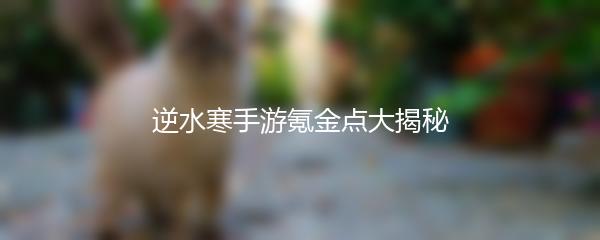 逆水寒手游氪金点大揭秘