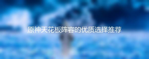 原神天花板阵容的优质选择推荐
