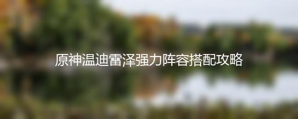 原神温迪雷泽强力阵容搭配攻略