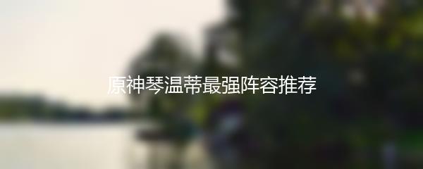 原神琴温蒂最强阵容推荐