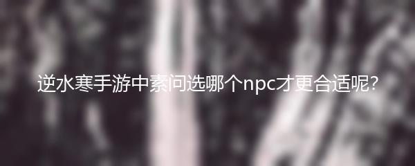 逆水寒手游中素问选哪个npc才更合适呢？