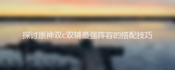 探讨原神双c双辅最强阵容的搭配技巧