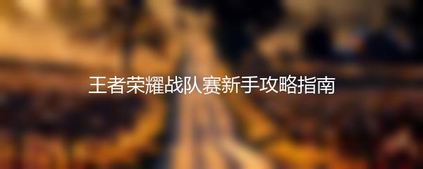 王者荣耀战队赛新手攻略指南