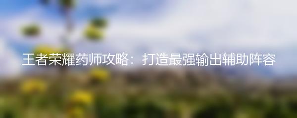 王者荣耀药师攻略：打造最强输出辅助阵容