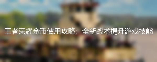 王者荣耀金币使用攻略：全新战术提升游戏技能