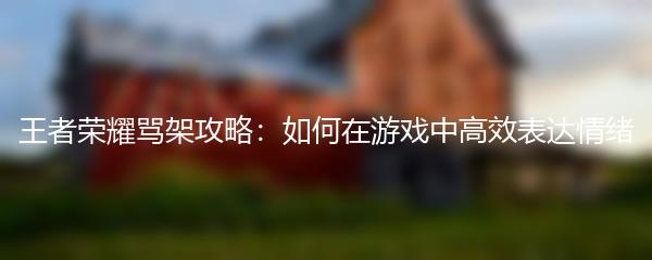 王者荣耀骂架攻略：如何在游戏中高效表达情绪