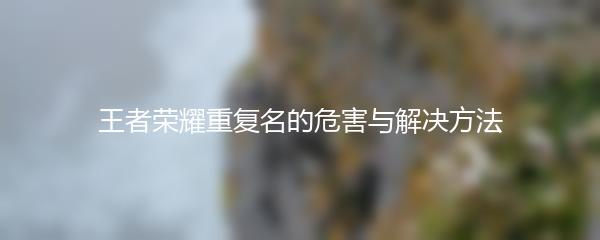 王者荣耀重复名的危害与解决方法