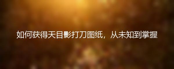 如何获得天目影打刀图纸，从未知到掌握