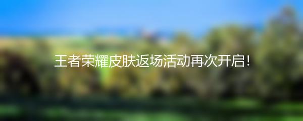 王者荣耀皮肤返场活动再次开启！