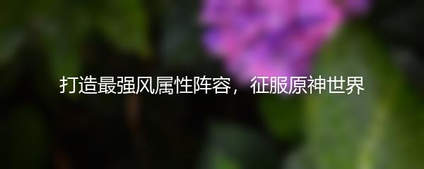 打造最强风属性阵容，征服原神世界