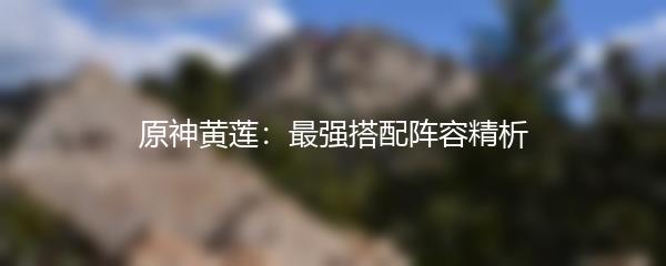 原神黄莲：最强搭配阵容精析