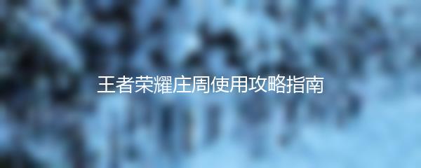 王者荣耀庄周使用攻略指南