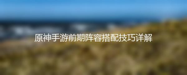 原神手游前期阵容搭配技巧详解