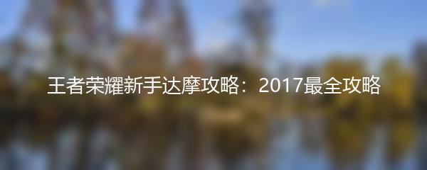 王者荣耀新手达摩攻略：2017最全攻略