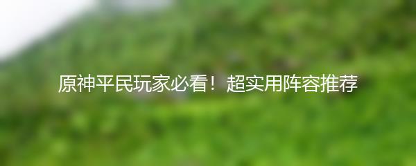 原神平民玩家必看！超实用阵容推荐