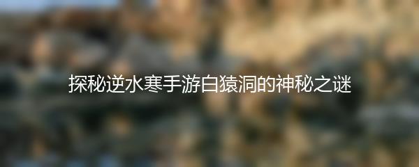 探秘逆水寒手游白猿洞的神秘之谜
