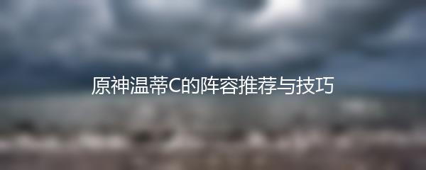 原神温蒂C的阵容推荐与技巧