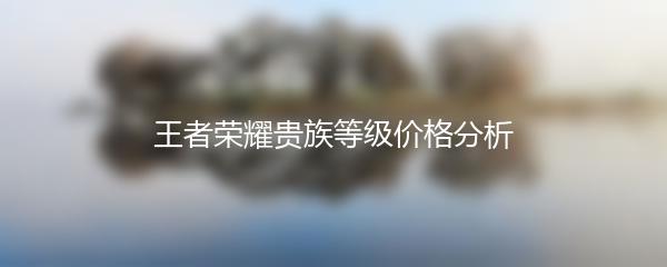 王者荣耀贵族等级价格分析