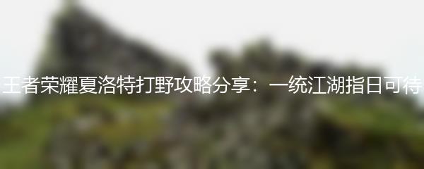 王者荣耀夏洛特打野攻略分享：一统江湖指日可待