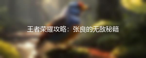 王者荣耀攻略：张良的无敌秘籍
