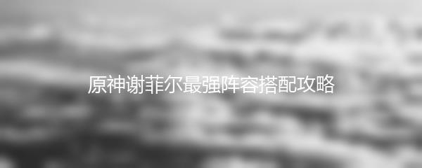 原神谢菲尔最强阵容搭配攻略