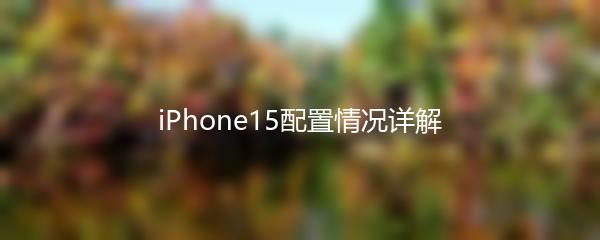 iPhone15配置情况详解