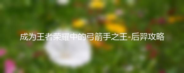 成为王者荣耀中的弓箭手之王-后羿攻略