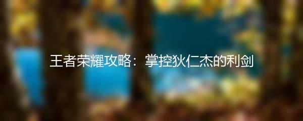 王者荣耀攻略：掌控狄仁杰的利剑