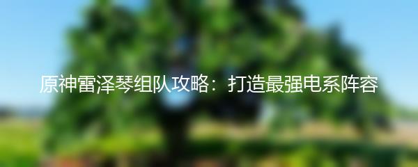 原神雷泽琴组队攻略：打造最强电系阵容