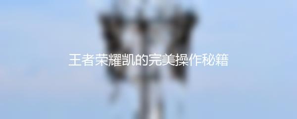 王者荣耀凯的完美操作秘籍