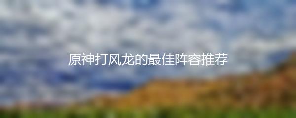 原神打风龙的最佳阵容推荐