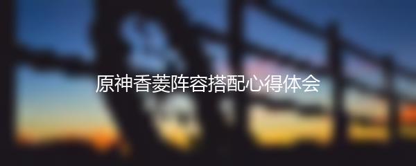 原神香菱阵容搭配心得体会