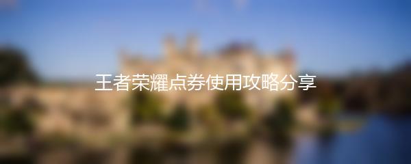 王者荣耀点券使用攻略分享
