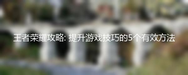 王者荣耀攻略: 提升游戏技巧的5个有效方法