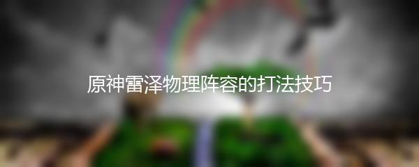 原神雷泽物理阵容的打法技巧