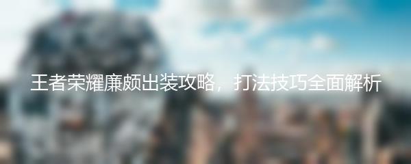 王者荣耀廉颇出装攻略，打法技巧全面解析