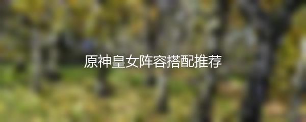 原神皇女阵容搭配推荐