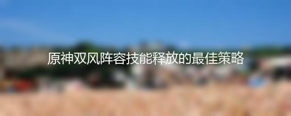 原神双风阵容技能释放的最佳策略