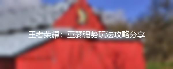 王者荣耀：亚瑟强势玩法攻略分享