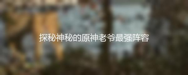 探秘神秘的原神老爷最强阵容
