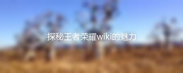 探秘王者荣耀wiki的魅力