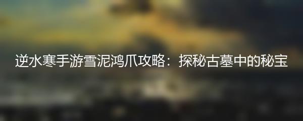 逆水寒手游雪泥鸿爪攻略：探秘古墓中的秘宝