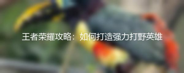 王者荣耀攻略：如何打造强力打野英雄
