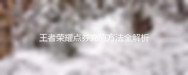 王者荣耀点券充值方法全解析