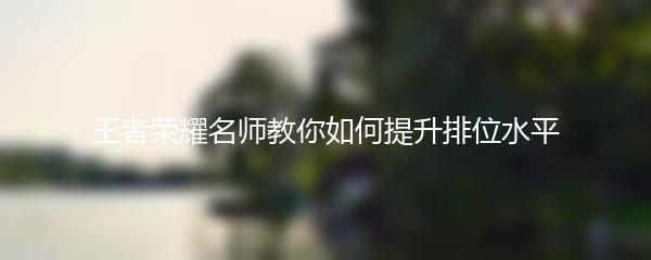 王者荣耀名师教你如何提升排位水平
