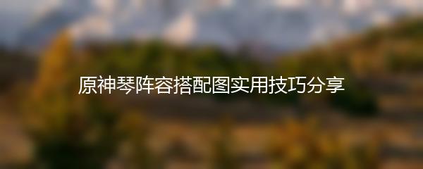 原神琴阵容搭配图实用技巧分享