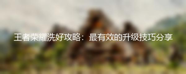 王者荣耀洗好攻略：最有效的升级技巧分享