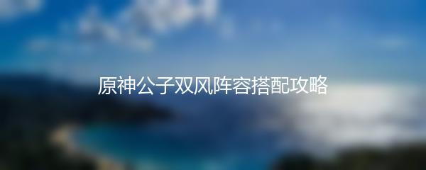 原神公子双风阵容搭配攻略