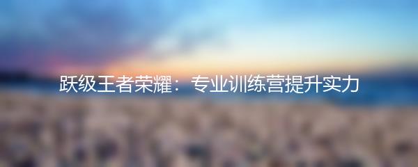 跃级王者荣耀：专业训练营提升实力