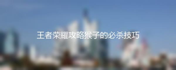 王者荣耀攻略猴子的必杀技巧